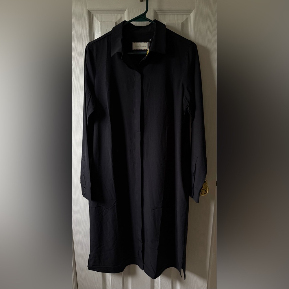 Modern Ambition Womenโs Collared Button Up Shirt Dress Black Sz S New with Tags